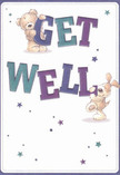 Brimming with warmth and playful optimism, this charming get well card features two adorable characters-a cuddly bear and a floppy-eared pup-brought to life with exuberant brushwork and gentle colours. Both have found joy in supporting the bold, colourful 'Get Well' letters; the bear balances atop the word with endearing determination, while the puppy nuzzles close below, as if offering a soft embrace. Indigo, teal, and deep purple hues dance across the typography, confidently standing out against a fresh, creamy white background evocative of Brompton's serene spaces. Across the scene, stars in various shades twinkle like wishes drifting through the local air, infusing the card with hope and brightness. The illustrators' attention to the animals' soft fur makes their presence almost tangible-comforting as a cosy throw gifted to a friend. Every detail hints at the kind of heartfelt care found in a bouquet made by Brompton's local florists, intended to soothe and uplift. This card, perfect for sending genuine comfort to someone on the mend in Brompton or nearby, offers an emotional balm wrapped in innocence and kindness, making any recipient feel cherished and encouraged.